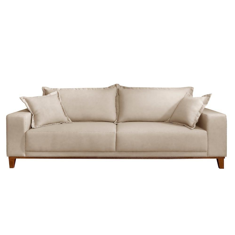 Sofá Fixo Argos 3 Lugares Luxo 2,00 M Castellar Móbile Veludo Bege Claro - 1