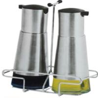 Kit Galheteiro Inox Vidro Com Suporte Porta Azeite Vinagre Completo 3 Pecas Cozinha Luxo 230mlrte - 5