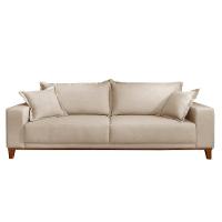 Sofá Fixo Argos 3 Lugares Luxo 2,20 M Castellar Móbile Veludo Bege Claro - 1