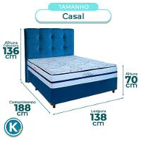 Conjunto Cama Box Azul Casal + Colchão Molas Ensacadas Blue Paropas + Cabeceira - 2