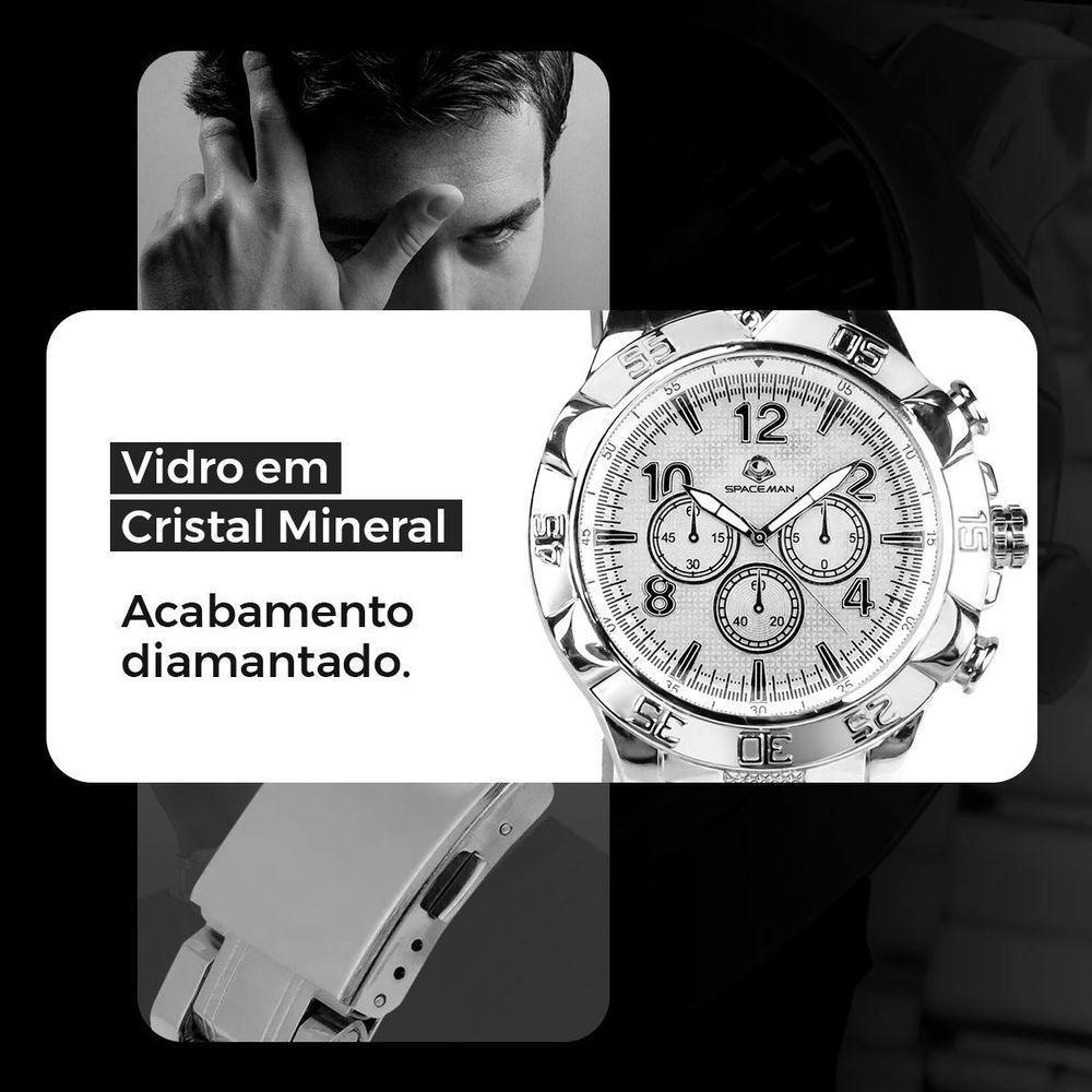 Relogio Masculino Prata Aço Inox + Cordão + Pulseira Grumet Religioso Caixa Social Original Catolico - 8