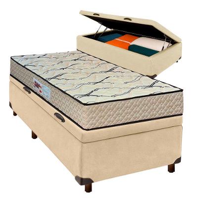 Conjunto Cama Box Bau Blindado Solteiro + Colchão D33 Maxsono Paropas
