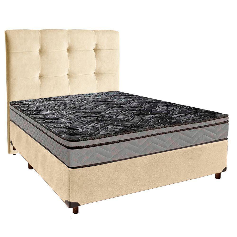 Conjunto Cama Box Perola Casal + Colchão D28 Conforto Paropas + Cabeceira - 1