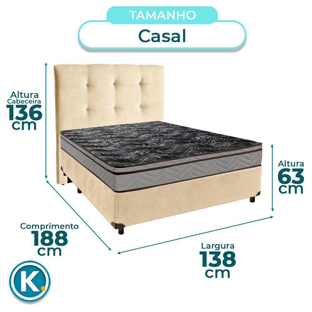 Conjunto Cama Box Perola Casal + Colchão D28 Conforto Paropas + Cabeceira - 3