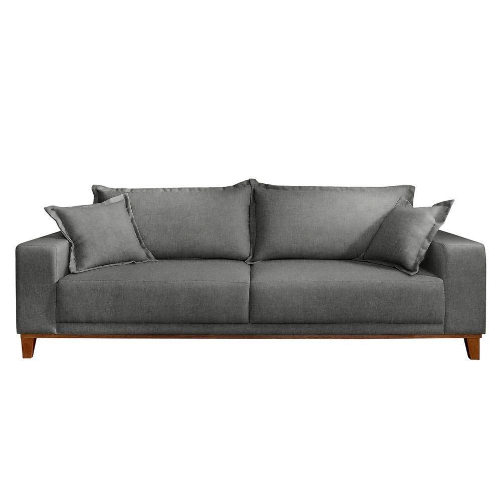 Sofá Fixo Argos 3 Lugares Luxo 2,00 M Castellar Móbile Linho Cinza - 1