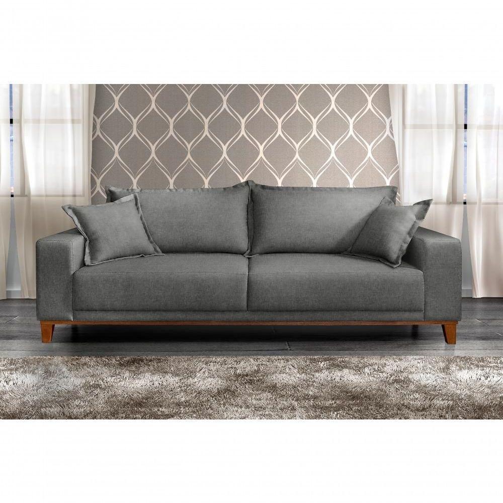 Sofá Fixo Argos 3 Lugares Luxo 2,00 M Castellar Móbile Linho Cinza - 4