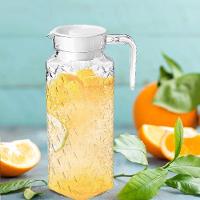 Jarra Vidro 1 Litro Diamond Tampa Suqueira Cristal Suco Agua Bebidas Porta Geladeira Alca Decorada