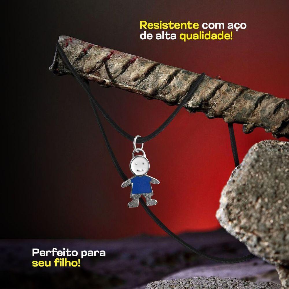 Colar Cordão Infantil + Pingente Criança Premium Menino Moda Unissex Ajustavel Presente Azul - 4