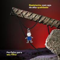 Colar Cordão Infantil + Pingente Criança Premium Menino Moda Unissex Ajustavel Presente Azul - 4