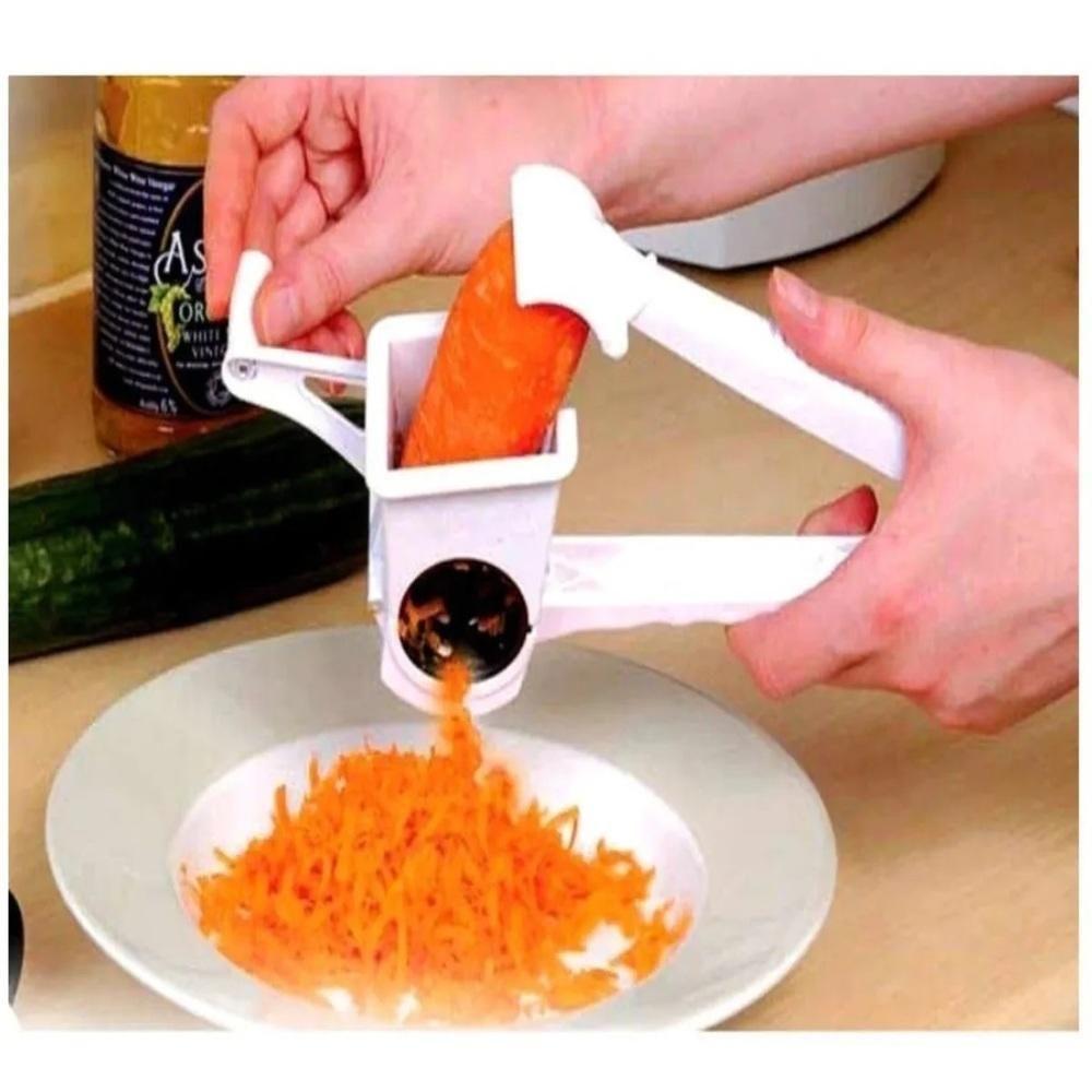 Ralador Fatiador Queijo Profissional 3 Laminas Giratorio Manual Manivela Rala Fatia Presunto - 4