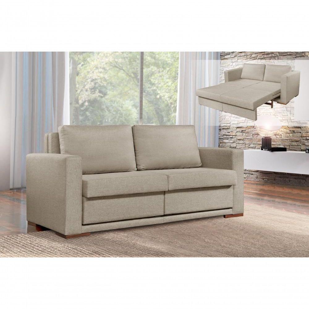 Sofá Cama Hermes 3 Lugares Luxo 1,90 M Castellar Móbile Linho Bege Claro - 4