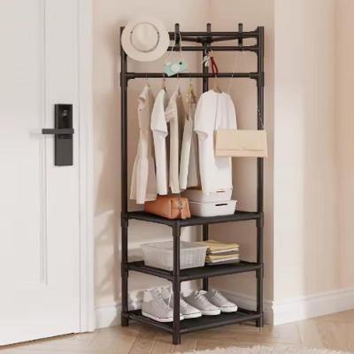 Organizador Guarda Roupas Cabideiro Suporte Portatil 3 Prateleiras Sapateira Multiuso Armario Closet Cor:branco