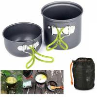 Kit Panelas Camping Aluminio Kit Cozinha Acampamento Outdoor Panela Viagem Praia Pesca Com Bolsa - 3
