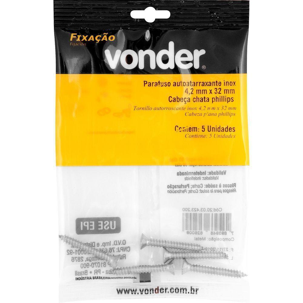 Parafuso Autoatarraxante Inox 4,2x32,0mm Phillips Vonder - 3