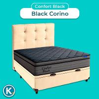 Baú Begetiza + Cabeceira+colchão Casal Confort Black Ortobom