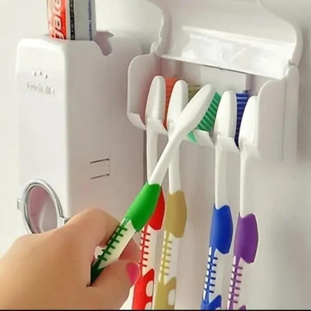 Dispenser Pasta Dente Com Suporte 5 Escovas Automatico Porta Creme Dental Aplicador 2 Em 1 - 3