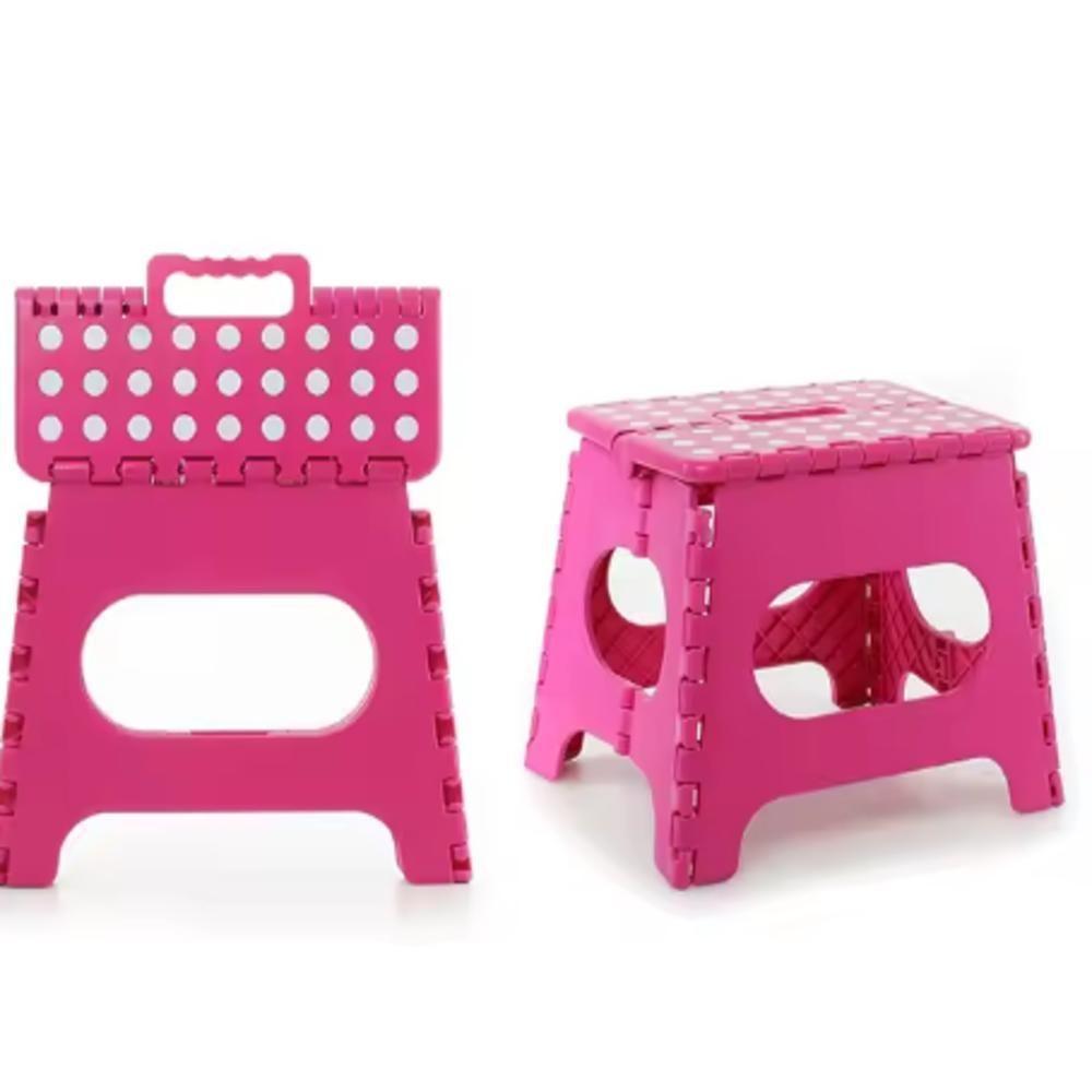 Banqueta Dobravel 130kg Banco Portatil Cadeira Multiuso Banquinho Resistente Infantil Adulto Cor:rosa - 1