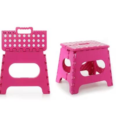 Banqueta Dobravel 130kg Banco Portatil Cadeira Multiuso Banquinho Resistente Infantil Adulto Cor:rosa