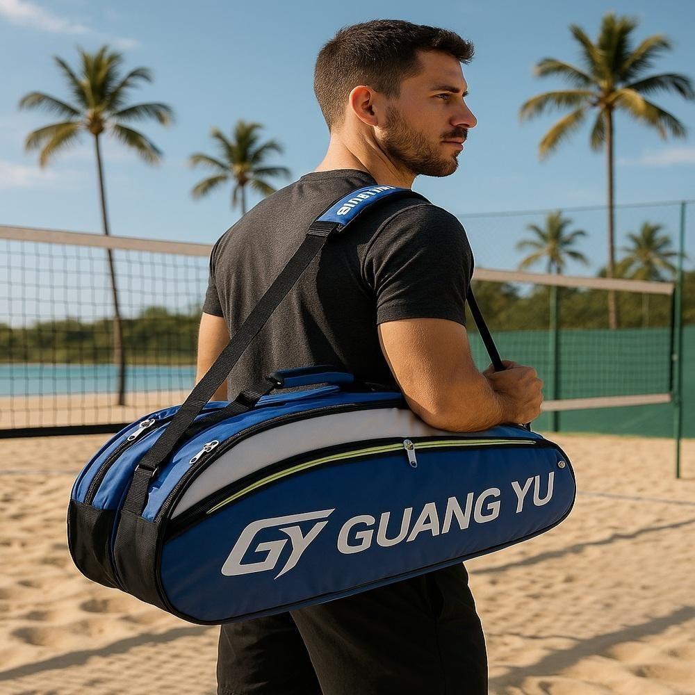 Raqueteira Bolsa Dupla Profissional Mochila Tenista Raquetes Tenis Beach Tennis Badminton Com Bolso - 2