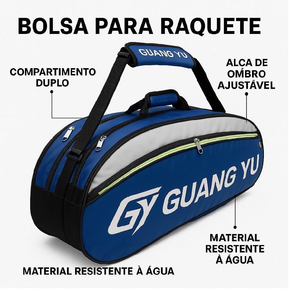 Raqueteira Bolsa Dupla Profissional Mochila Tenista Raquetes Tenis Beach Tennis Badminton Com Bolso - 3