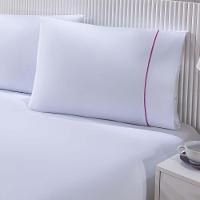 Jogo De Cama 100% Algodão Percal 150 Fios Solteiro Gran Moratta 2 Peças - Branco E Detalhe Rosa - 3