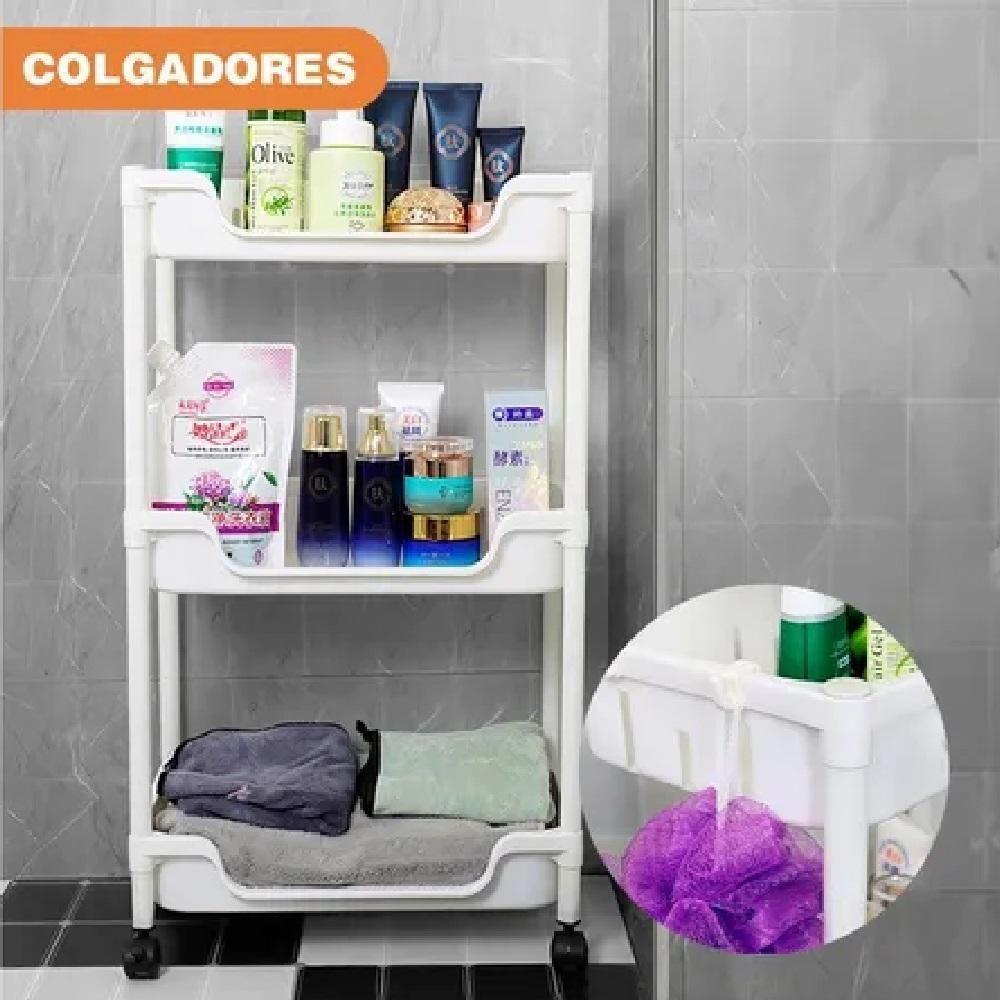 Carrinho Auxiliar Organizador Multiuso Cozinha Fruteira Manicure Brinquedos 3 Cesto Prateleira - 5