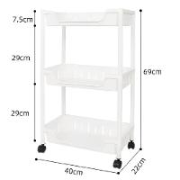 Carrinho Auxiliar Organizador Multiuso Cozinha Fruteira Manicure Brinquedos 3 Cesto Prateleira - 2