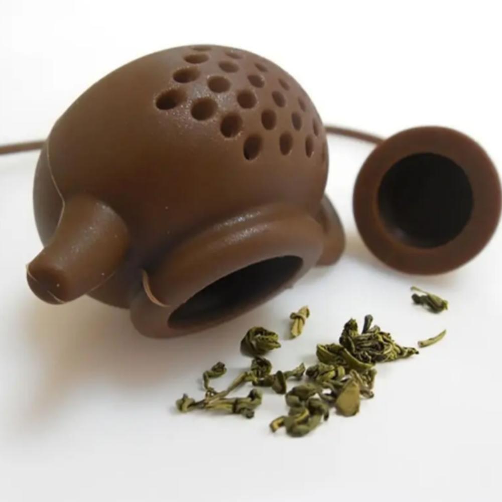 Infusor Cha Mini Formato Bule Peneira Filtro Silicone Cesto Coador Premium - 4