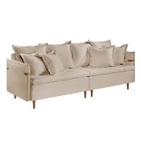 Sofá Fixo Atlas 3 Lugares Luxo 2,00 M Castellar Móbile Veludo Bege Claro - 1