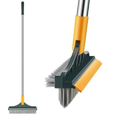 Vassoura Rodo Esfregao 3 Em 1 Multifuncional Mop Magico Raspador Articulado Cabo Inox Chao Banheiro