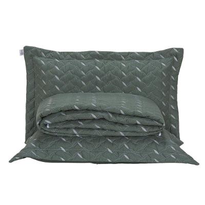 Cobre Leito Bordado 400 Fios Heitor Casal Queen 100% Poliéster - Verde Militar