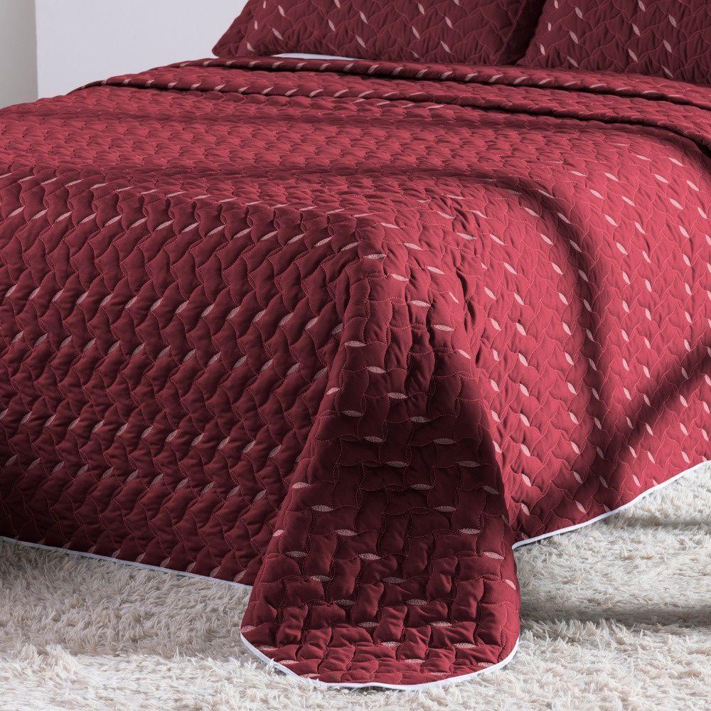 Cobre Leito Bordado 400 Fios Heitor Casal King 100% Poliéster - Vermelho - 2