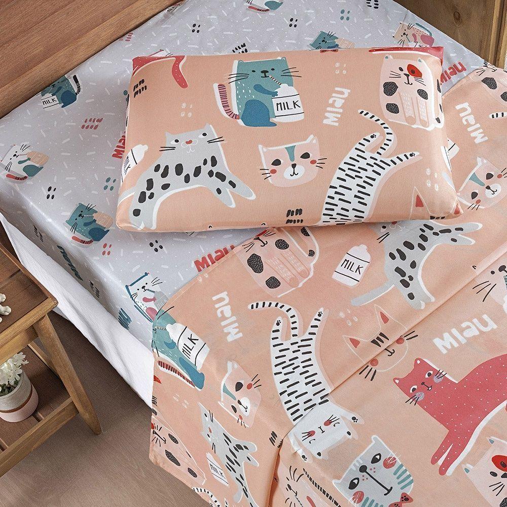 Jogo De Cama Lençol Bouti Infantil Kids Solteiro 03 Peças 100% Poliéster - Gatinha - 2