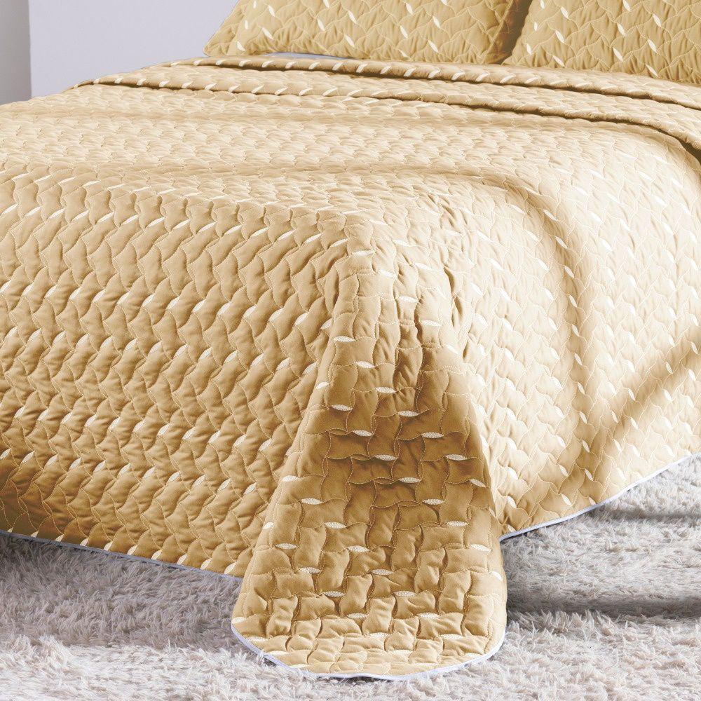 Cobre Leito Bordado 400 Fios Heitor Casal King 100% Poliéster - Amarelo - 4