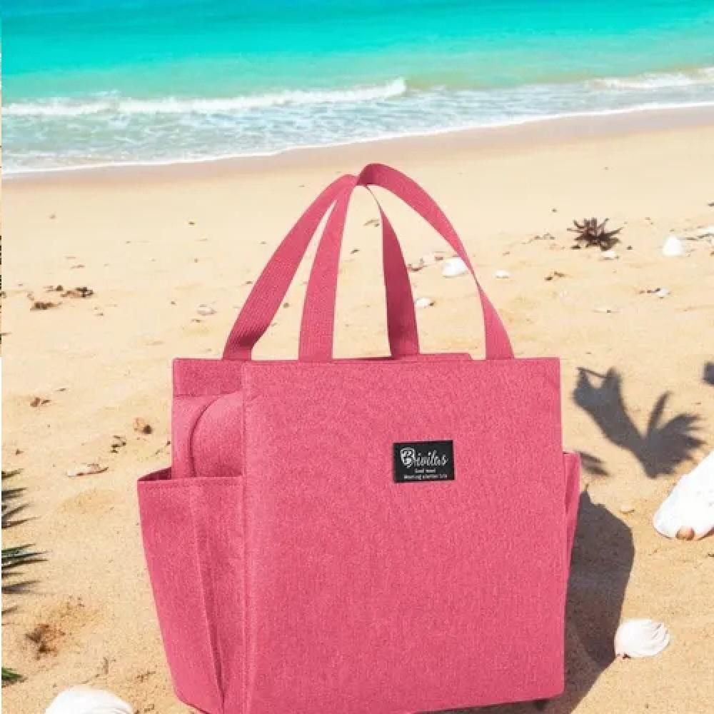 Bolsa Termica Grande Academia Parque Piquinique Marmita Frutas Alca 2 Bolsos Multiuso Luxo Rosa - 7