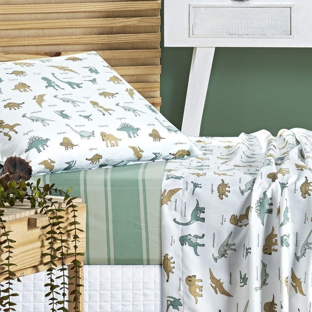 Jogo De Cama Tutti Kids 200 Fios Solteiro 03 Peças 100% Poliéster - Dino World - 2
