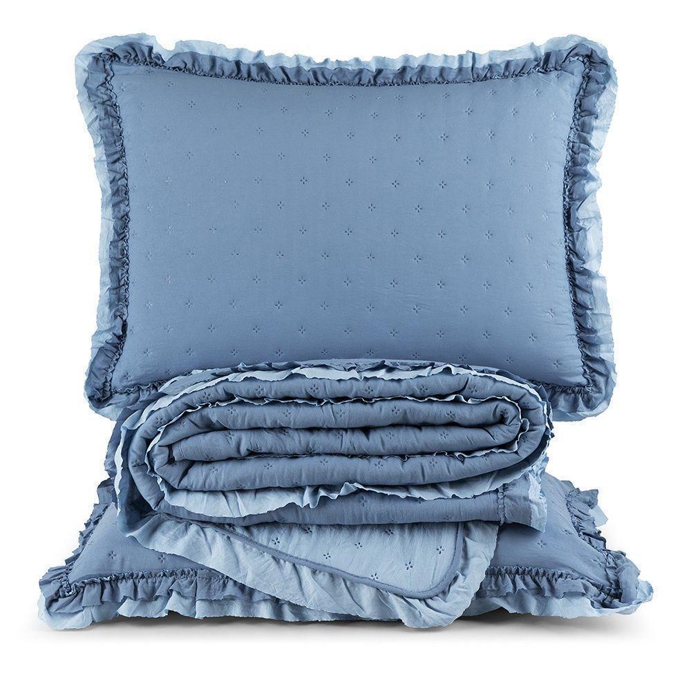 Colcha Alice 200 Fios Queen 03 Peças 100% Poliéster - Azul - 1