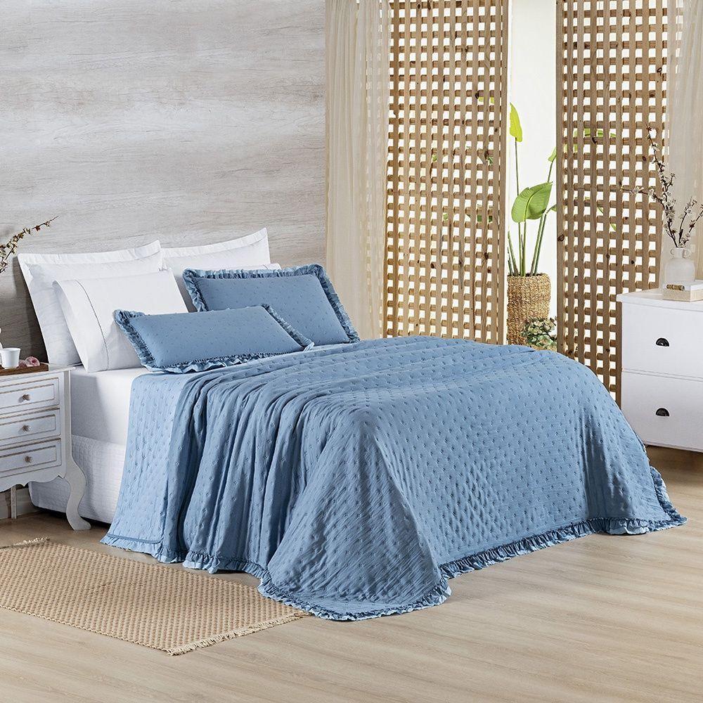 Colcha Alice 200 Fios Queen 03 Peças 100% Poliéster - Azul - 4