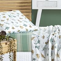 Kit Cobre Leito + Jogo De Cama Tutti Kids 200 Fios Solteiro 05 Peças 100% Poliéster - Dino World - 6