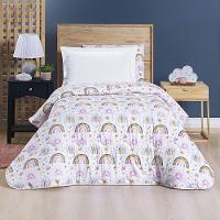 Edredom + Jogo De Cama Tutti Kids 200 Fios Solteiro 03 Peça 100% Poliéster - Rainbow