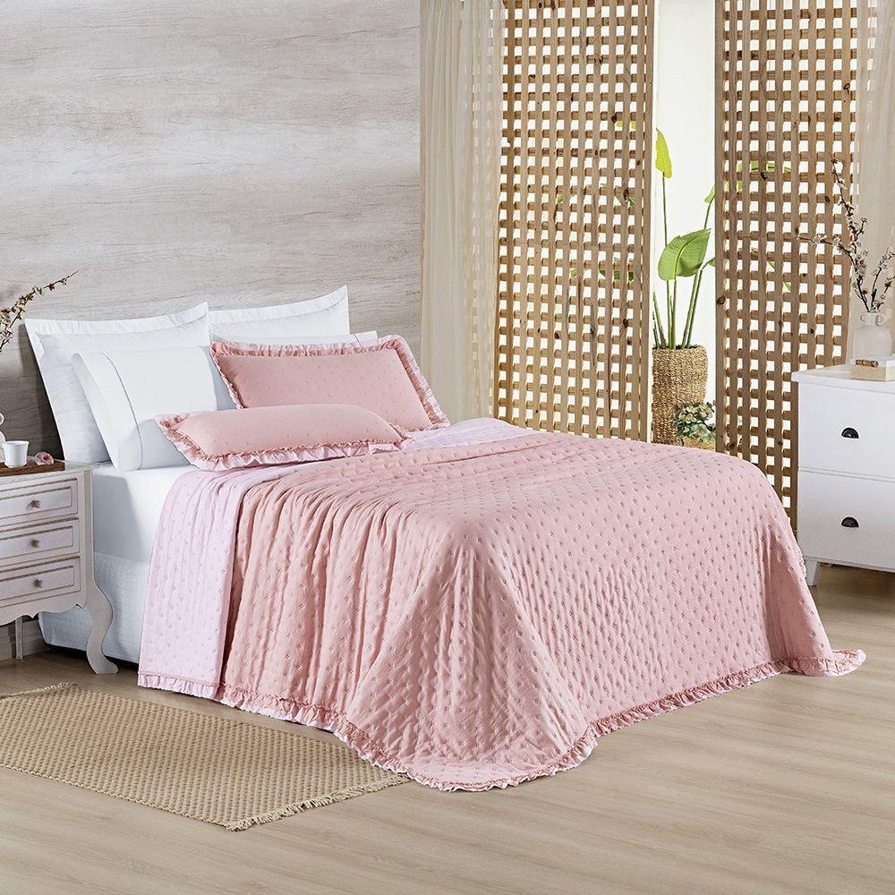 Colcha Alice 200 Fios Queen 03 Peças 100% Poliéster - Rosa - 6