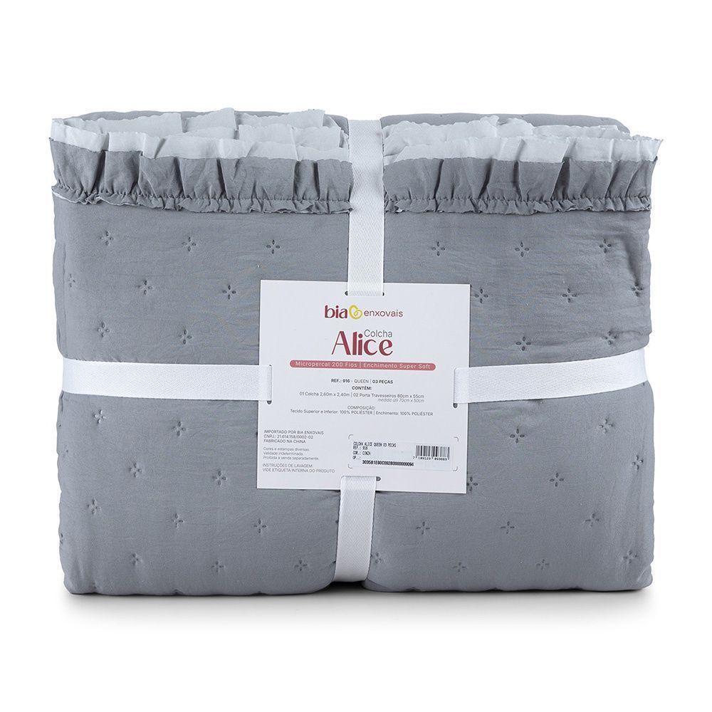 Colcha Alice 200 Fios Queen 03 Peças 100% Poliéster - Cinza - 3