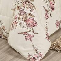 Edredom Percal 180 Fios Requinte Gran Moratta 2,80m X 2,40m 1 Peça - 80% Algodão 20% Poliéster - Floral Cáqui - 3