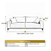 Sofá Fixo Argos 3 Lugares Luxo 2,20 M Castellar Móbile Linho Cinza - 4