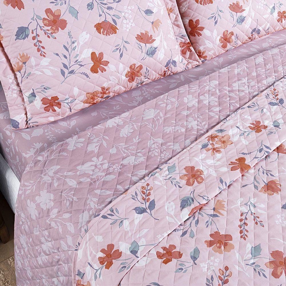 Cobre Leito + Jogo De Cama Afeto 400 Fios Casal Padrão 07 Peças 100% Poliéster - Flora - 4