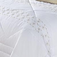 Kit Edredom Damasco King 11 Peças 100% Poliéster 200 Fios - Branco/bege - 3