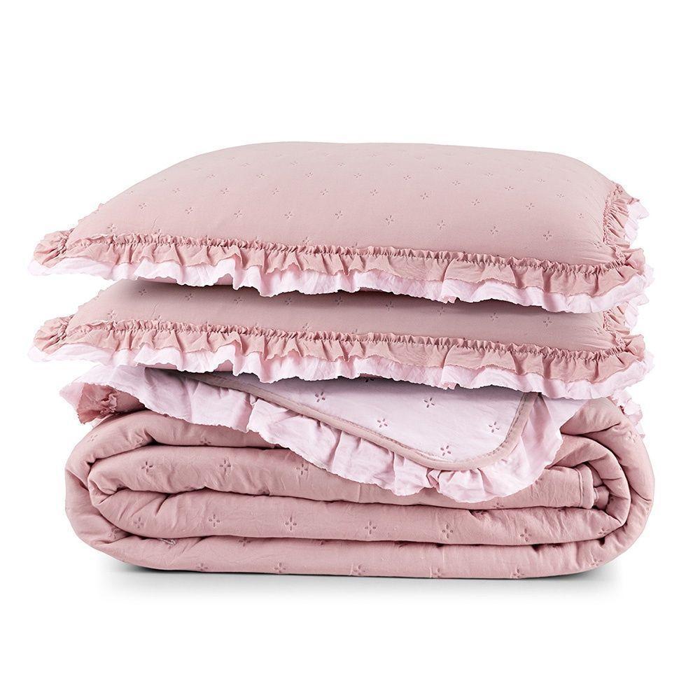 Colcha Alice 200 Fios King 03 Peças 100% Poliéster - Rosa - 2