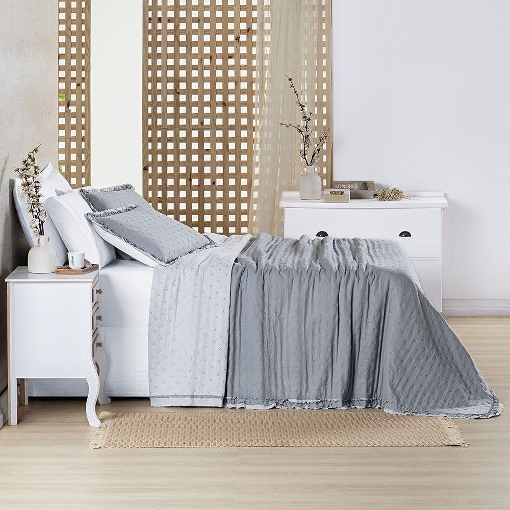 Colcha Alice 200 Fios Casal Padrão 03 Peças 100% Poliéster - Cinza - 6