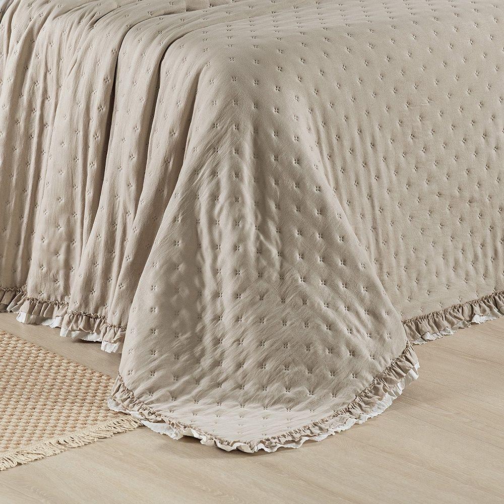 Colcha Alice 200 Fios Casal Padrão 03 Peças 100% Poliéster - Caqui - 2