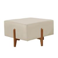 Puff Banqueta Zurik Luxo Madeira Maciça Castellar Móbile Veludo Bege Claro - 1